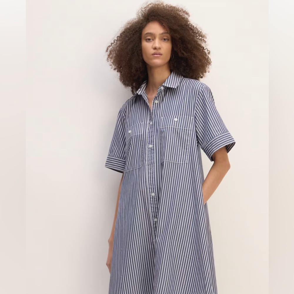Everlane The Daytripper Shirtdress – Dark Navy/White, Size M